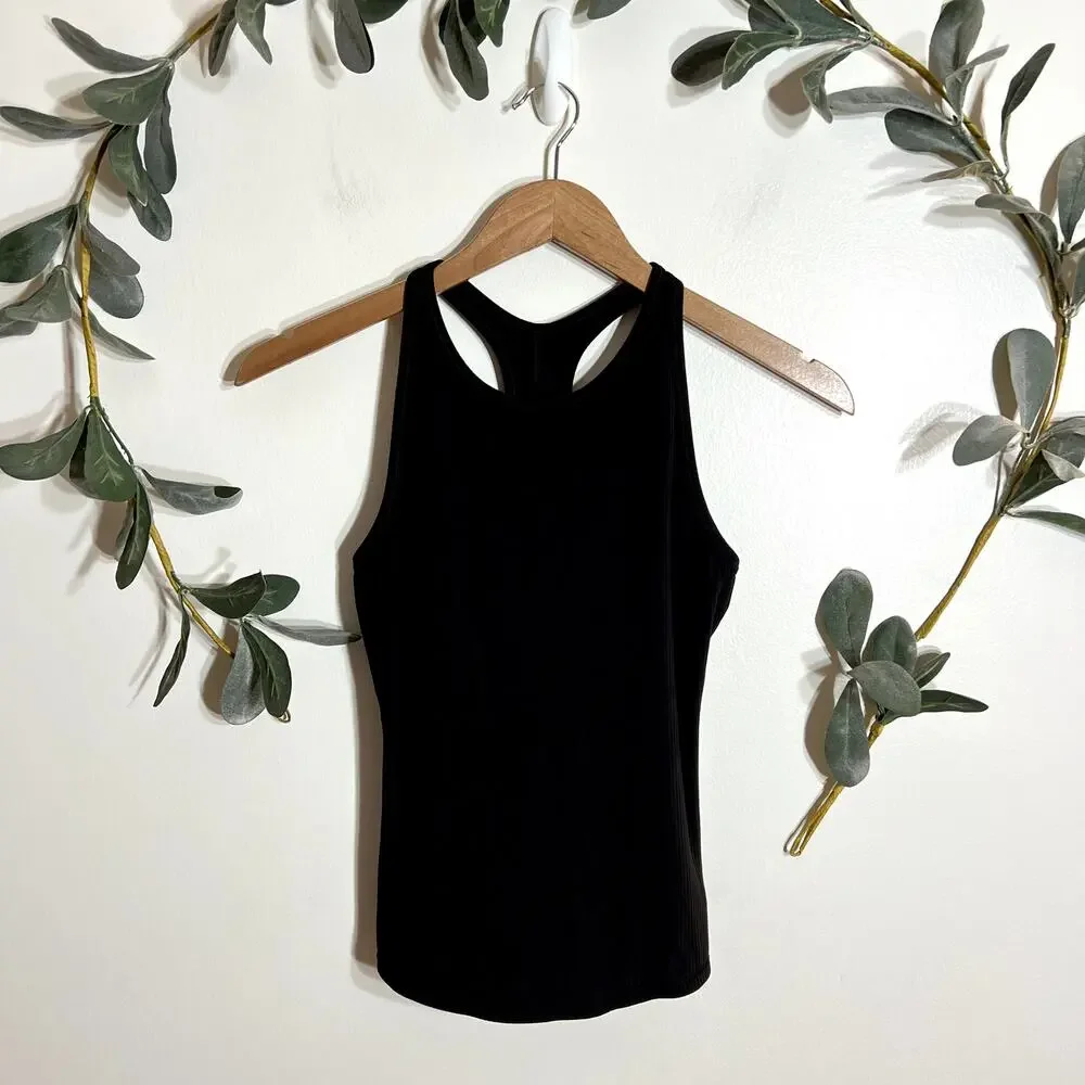 Lululemon Black Ribbed High Neck Tank